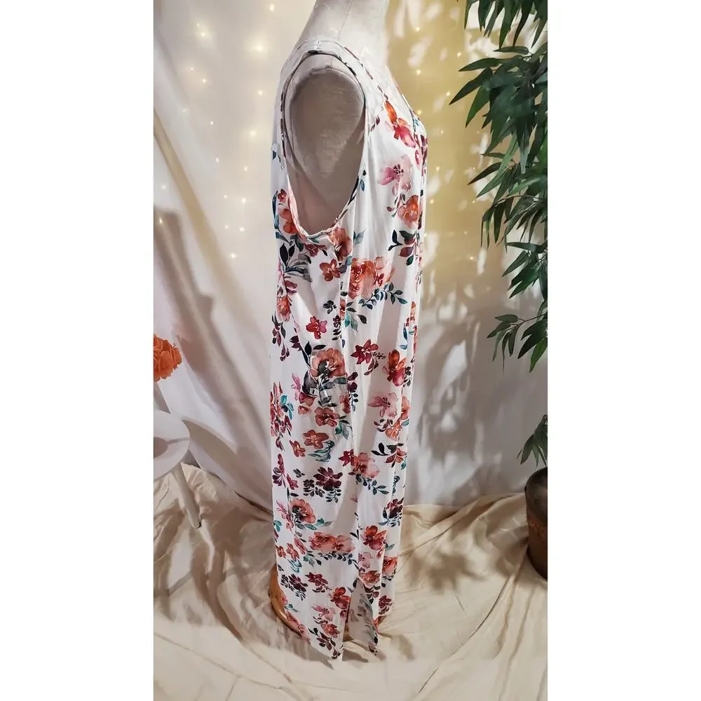 Garnet Hill Green Cotton Organic Floral Lace Sleeveless Maxi Dress Size XL Eco - Picture 4 of 11